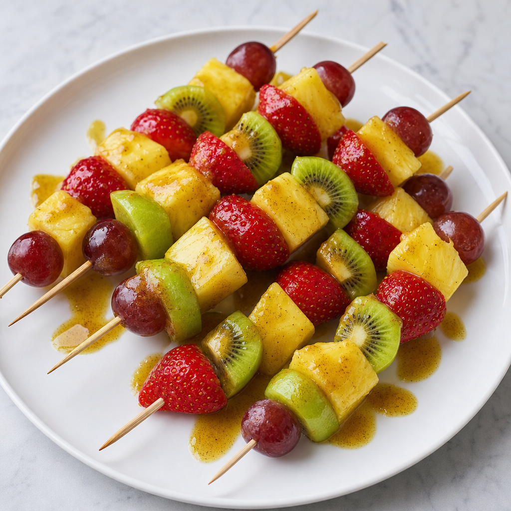 Fruit Kabobs with Curry Glaze