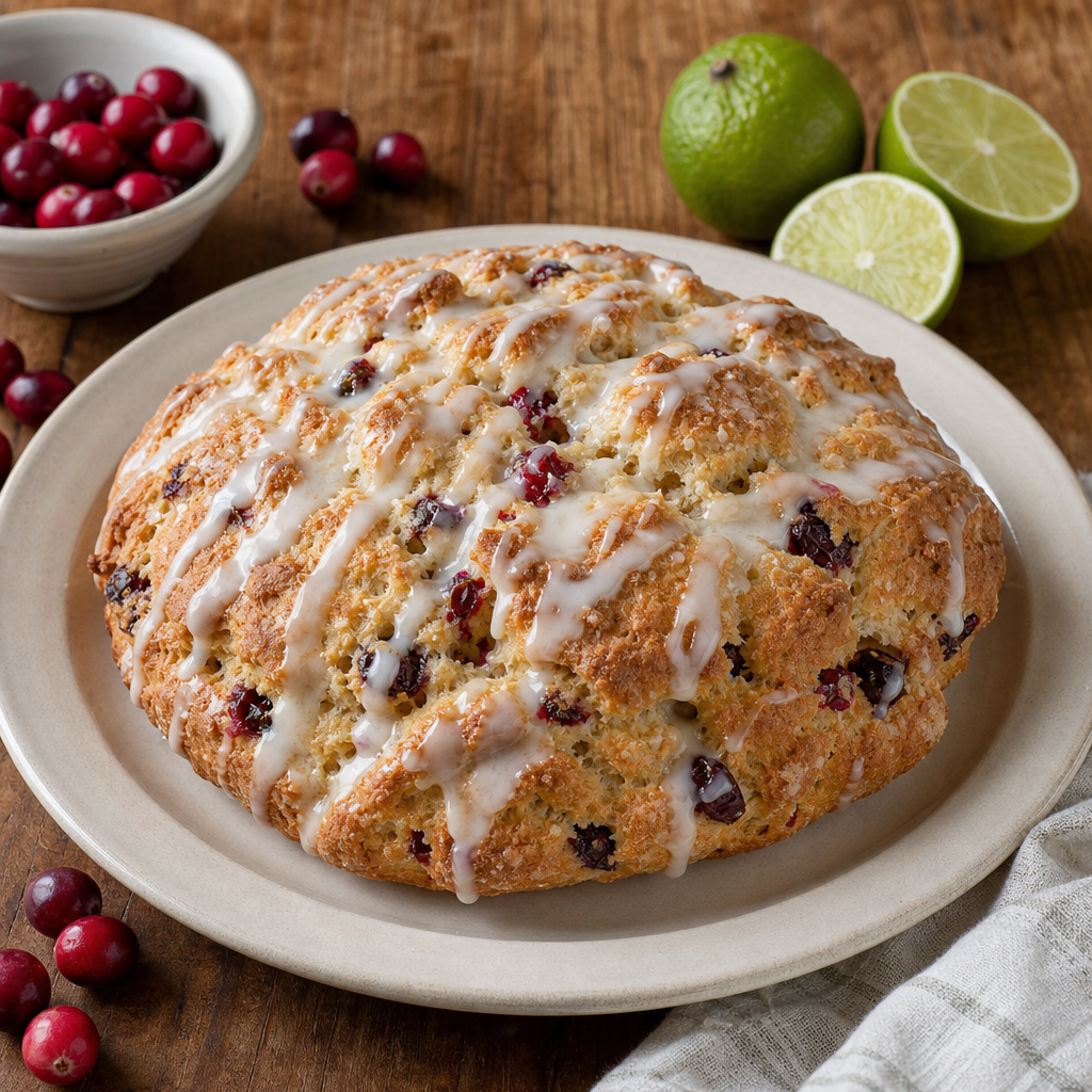 Cranberry Soda Bread with Lime Glaze