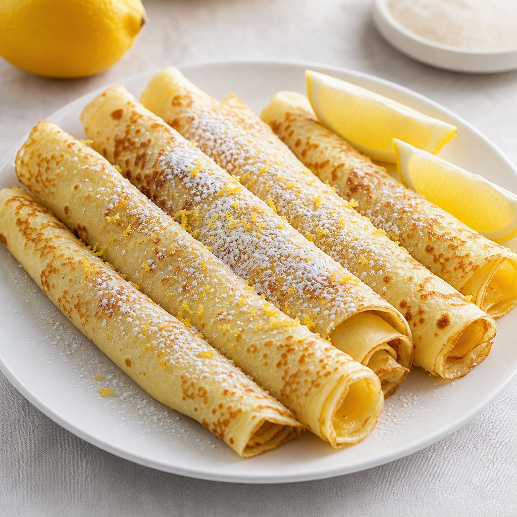 French Rolled Crêpes with Lemon Sugar